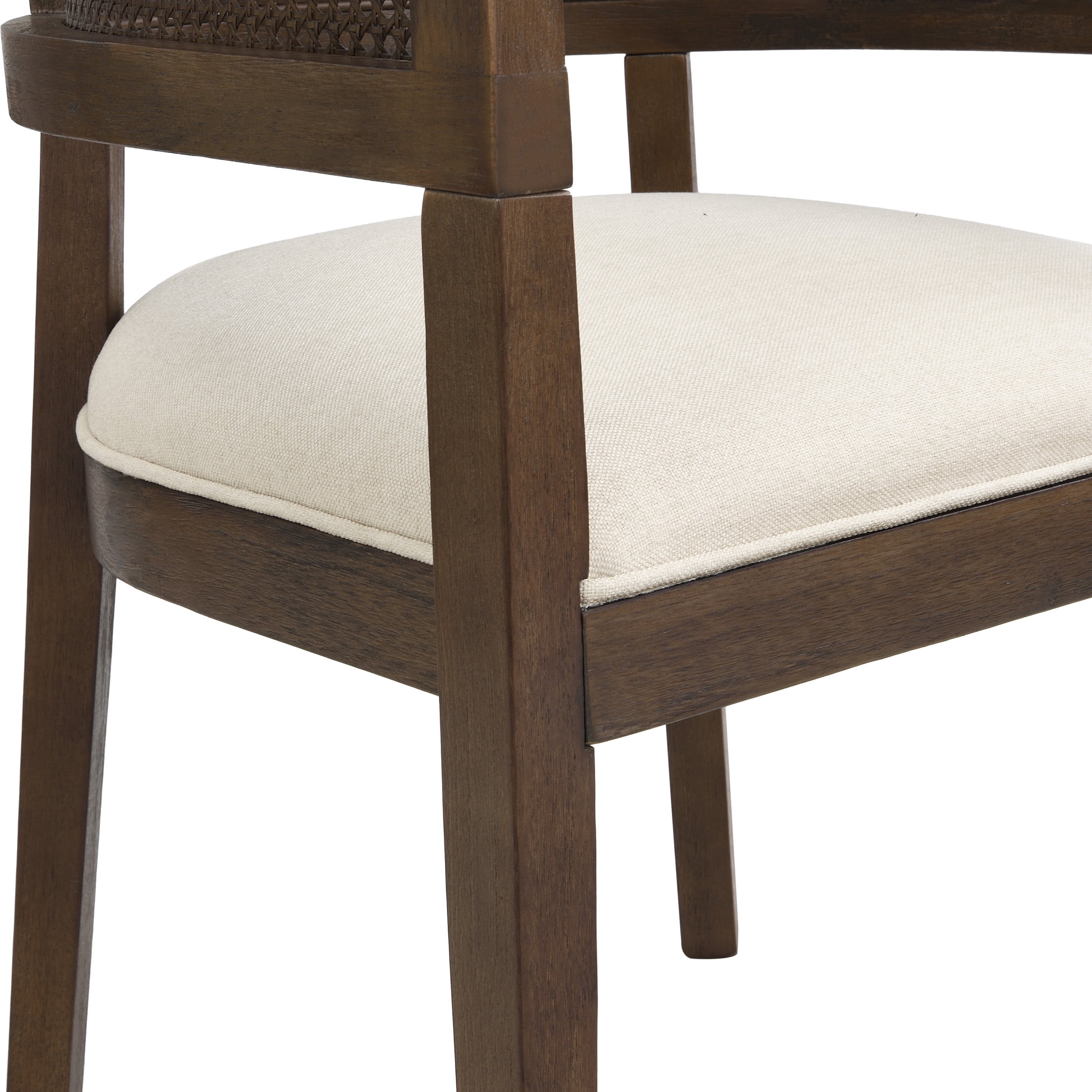 Christopher Knight Home Upholstered Dining Chairs, Wood Frame with Rattan Round Backrest, Walnut, Set of 2