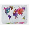 thumbnail image 1 of Watercolor Bath Mat, Multicolored Hand Drawn World Map Asia Europe Africa America Geography Print, Non-Slip Plush Mat Bathroom Kitchen Laundry Room Decor, 29.5 X 17.5 Inches, Multicolor, Ambesonne, 1 of 2