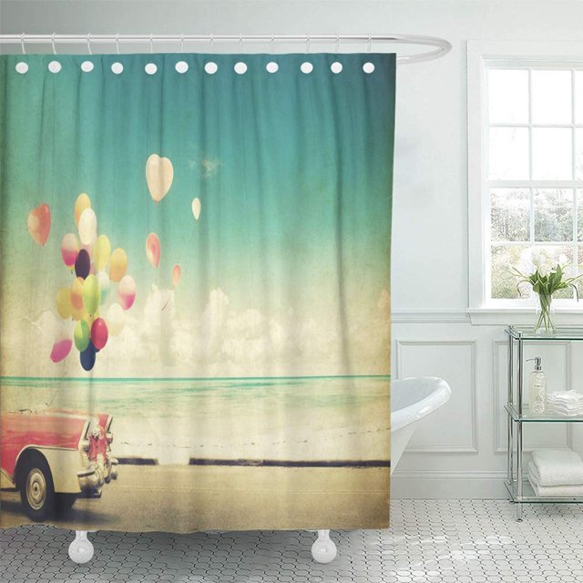 Cortina de ducha ABPHQTO Cielo azul del amor en verano y boda 165x180 cm