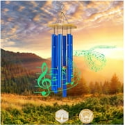 Ymam.Light Large Outdoor Sympathy Wind Chimes - 29inch Windchimes Frosted Blue Tube with Soothing Melodic Tones, for Garden, Yard, Porch, Balcony