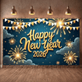 thumbnail image 5 of Fireworks Design Happy New Year Banner Pennant Decor New Year Display Pattern Gold Lettering 2026 Backdrop for New Year Party Holiday Celebration Indoor Decoration, 5 of 9