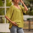 thumbnail image 3 of Baohd Femmes Blouse Manches Courtes Été Casual Top Vert L, 3 of 6