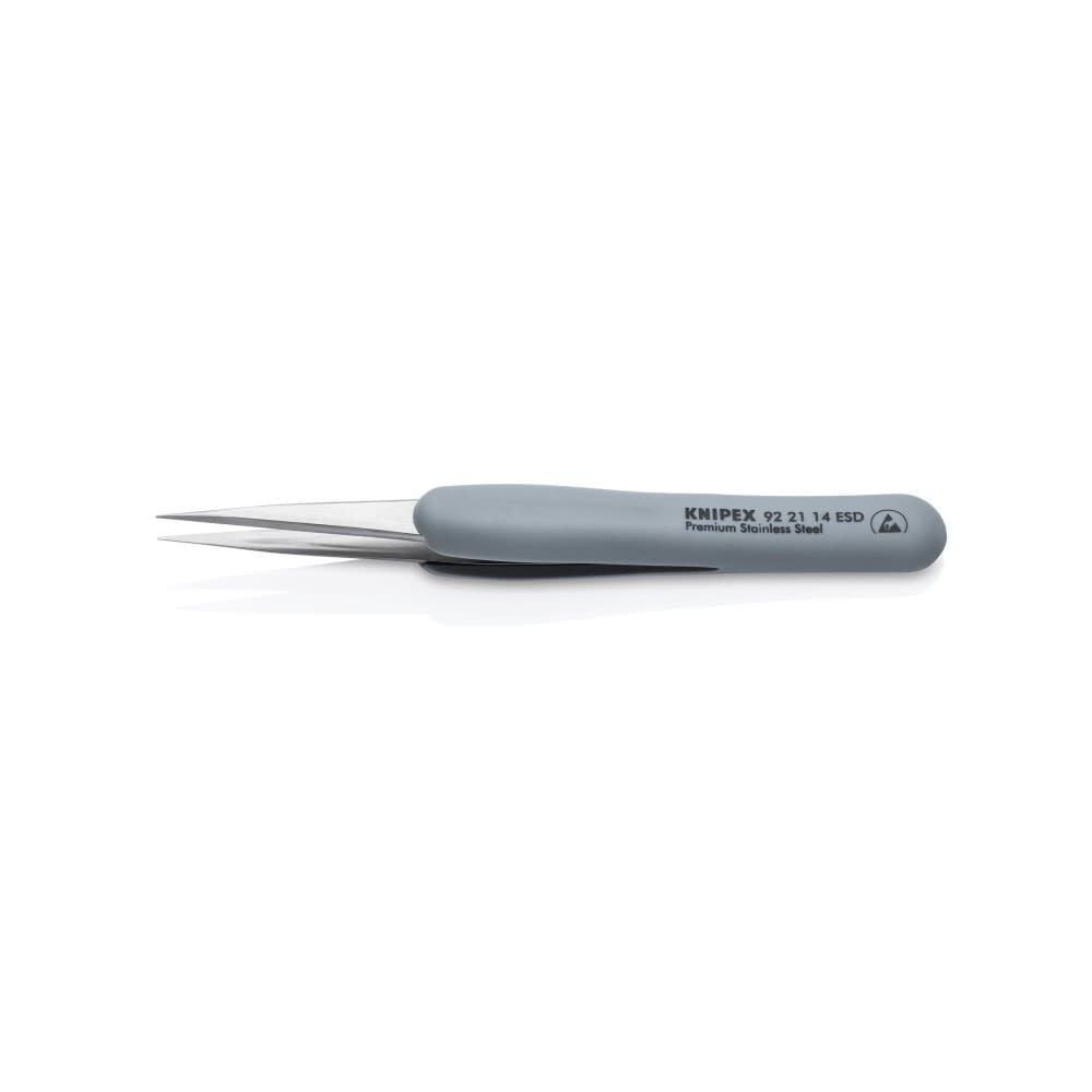 KNIPEX Premium Stainless Steel Precision Tweezers-Pointed Tips-ESD Rubber Handles