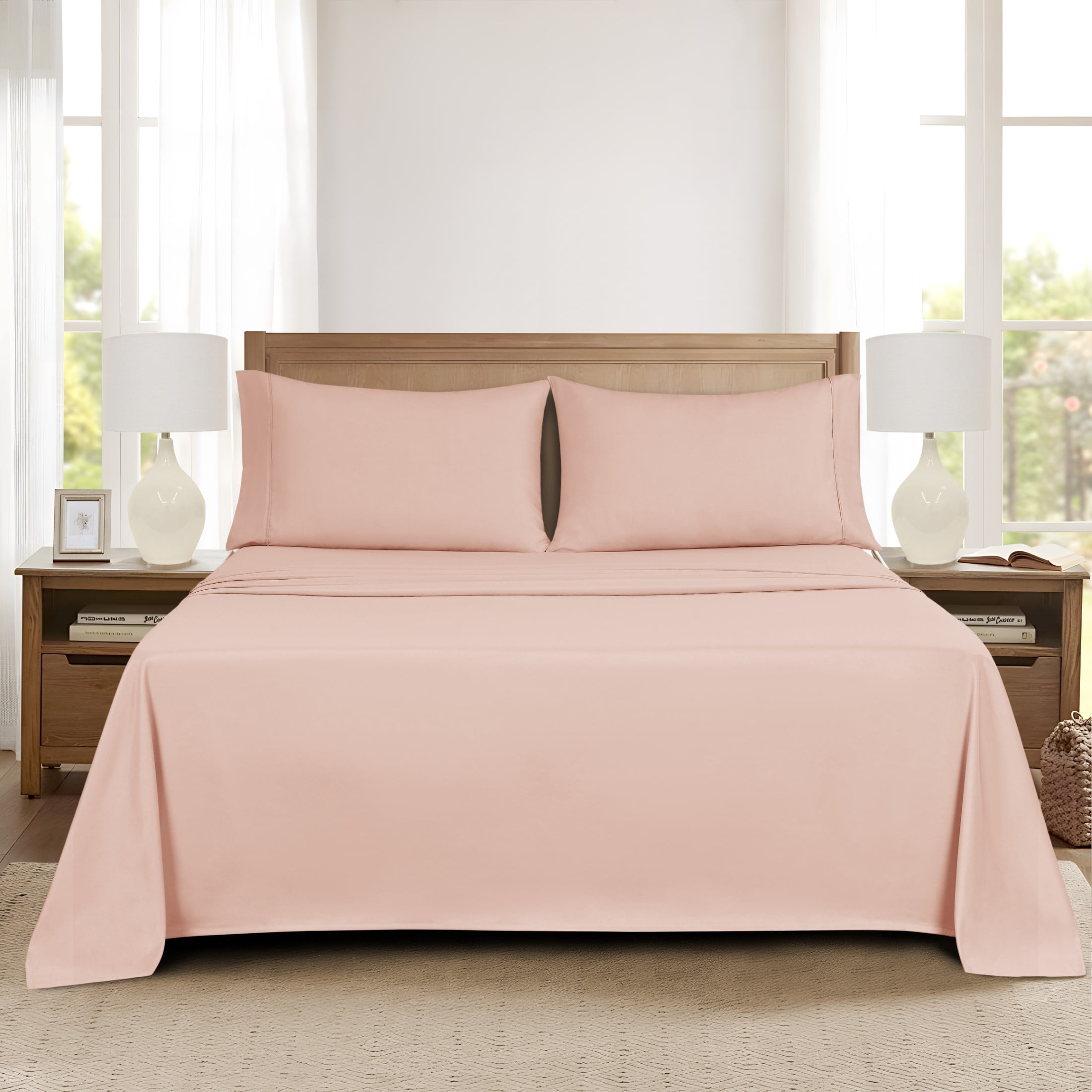 Mainstays Super Soft Brushed Microfiber Pillowcase Set, Pink Blush, King, 2 Piece