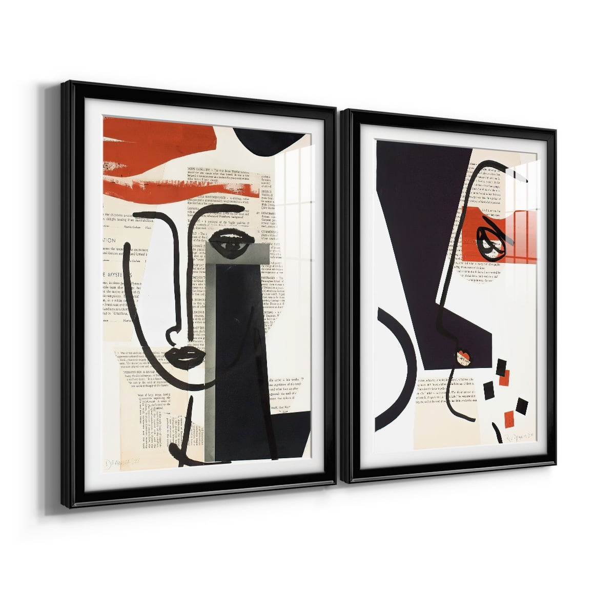 Wexford Home Faces of A Century V Premium Framed Print, 22.5" x 30.5" - Ready to Hang, Black (Set of 2)
