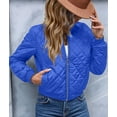 thumbnail image 4 of Female Stand Collar Quilted Puffer Jacket Padded Zip Coat Royal Blue XL, 4 of 7