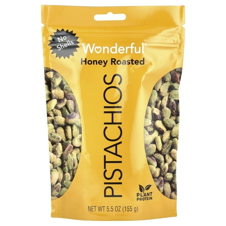 Wonderful Pistachios, No Shells Honey Roasted Nuts, 5.5 Ounce