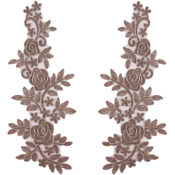 Flower Polyester Embroidery Lace Appliques Ornament Accessories for Cheongsam Dress Camel 360x140x1mm