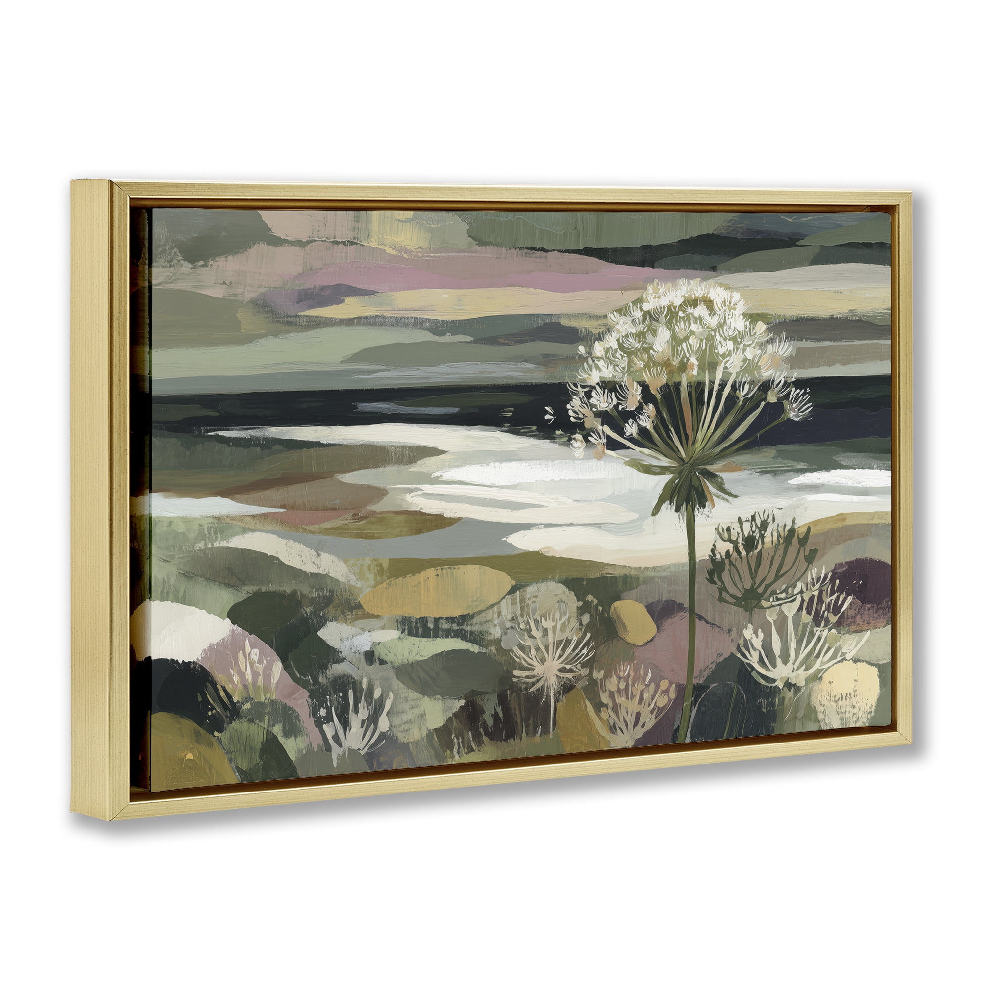Stupell Industries Dandelion in Misty Meadow Gold Framed Floater Canvas Wall Art, design by Chromatic Storm Studio