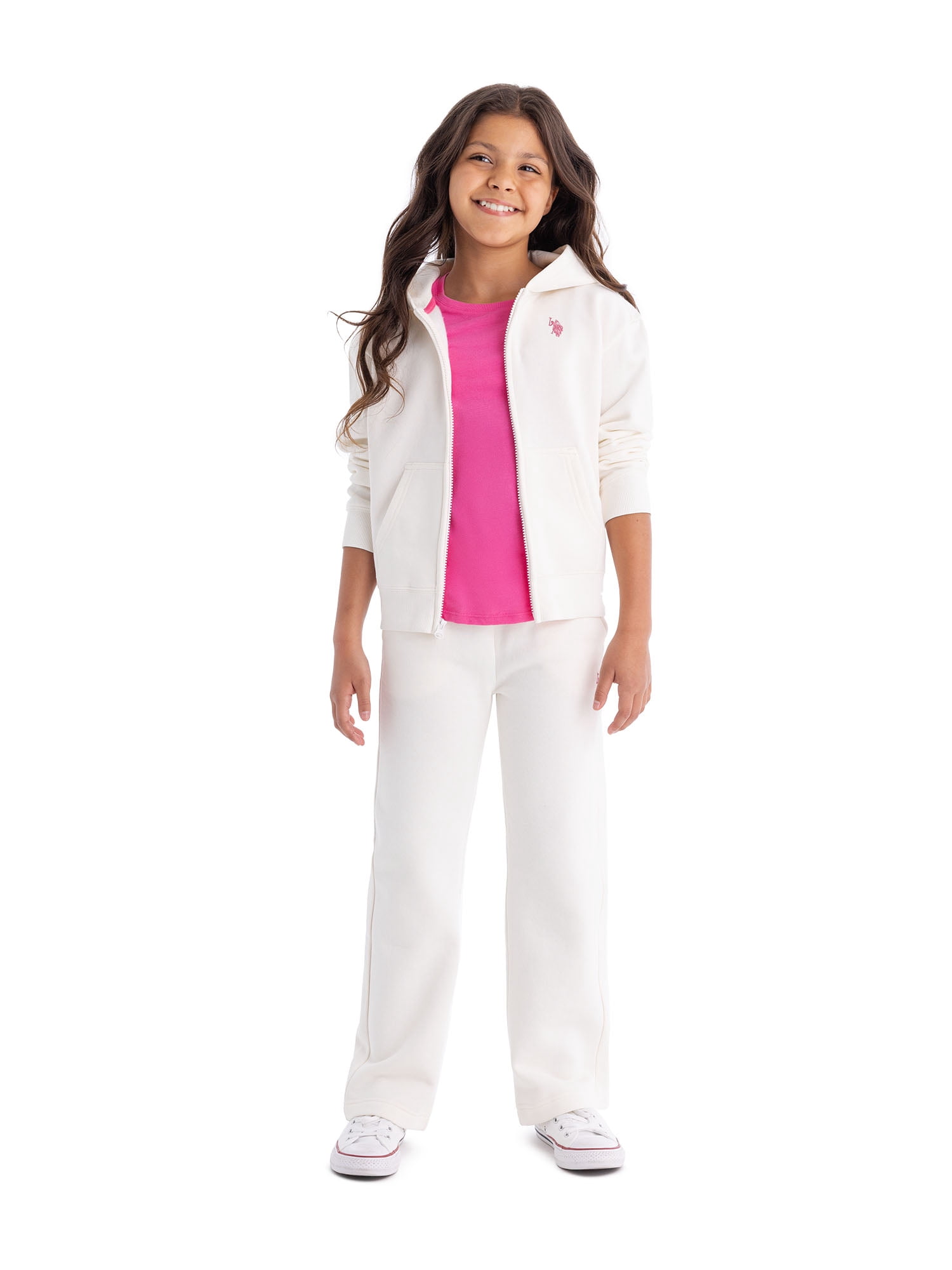 U.S. Polo Assn. Girls Fleece Zip-Up Hoodie, Sizes 4-18