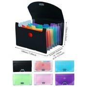 FXMLRLK Expanding File Organizer with 7 Pockets Mini Accordion File Folders for Storage Invoice Cards Coupon Tickets Receipt Document A6 Size Paper(Black)