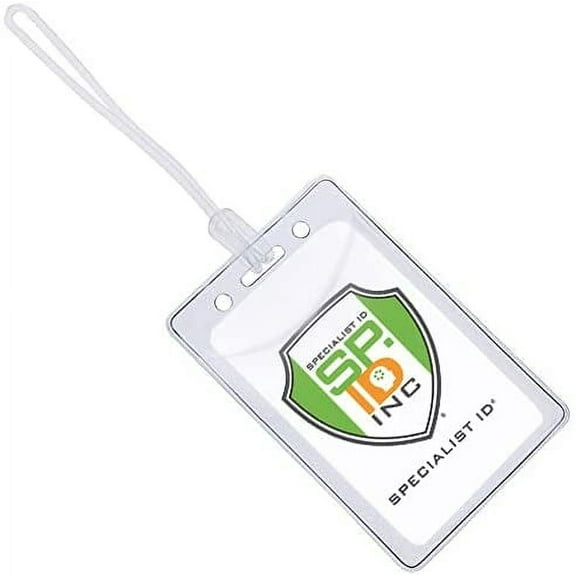5 Pack - Clear Plastic Luggage Identification Tags with Loops Included - Business Card or Photo Insert Bag Tags - Great for Travel and Student ID’s by Specialist ID (Easy Access)