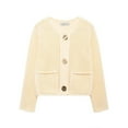 thumbnail image 3 of Cardigan Sweaters for Women Cotton Long Sleeve Knit Chunky Cardigans with Pockets Loose Button-Down Outerwear Beige, L, 3 of 7