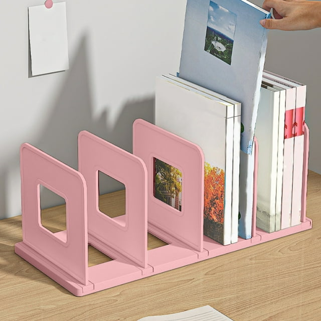 Desk File Organizer Desktop file Paper Mail Sorter 4 Section Standing Book Holder Adjustable Closet Purse Handbag Organizer Clutch Dividers Plastic Folder Binder Organizer Magazine Rack
