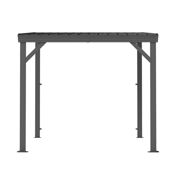 Miekor Furniture 8'x 8' Lean to Gazebo with Upgraded Drainage System, Wall Mounted Gazebo Hardtop Galvanized Steel Sloping Roof for Patio Deck Backyard Lawn Party(Gray) 89696