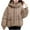 Khaki, variant on Fashion Plus Size Hooded Coats for Womens Winter Warm Casual Loose Solid Color Pocket Zippered Reversible Long Coat
