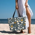 thumbnail image 6 of Xecao Flowers and Bee for versatile beach bag for women includes zipper pockets and waterproof material, ideal for vacations and adventures., 6 of 7