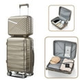 thumbnail image 4 of 4 Piece Luggage Set, 14"/20''/24/''28'' Expandable Lightweight Suitcase with Noise-free Double Spinner Wheels & TSA Lock, Polypropylene Hardshell Storage Case for Travel Vacation, Champagne, 4 of 8