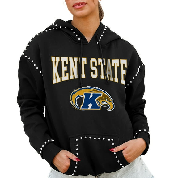 Women's Gameday Couture  Black Kent State Golden Flashes Studded Pullover Hoodie