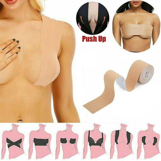 Breathable 5M Breast Lift Tape 1 Pc Roll Push Invisible Bra Nipple Cover  Sticker Kit Boob for A-E Cup Large Breast 