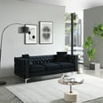 thumbnail image 2 of 3 Seater Sofa, 82.3" Modern Velvet Tufted Upholstered Accent Sofa with 2 Pillows and Jeweled Buttons Velvet Sofa with Curved Backrest & Square Arm and Metal Legs for Living Room Office, Black, 2 of 7