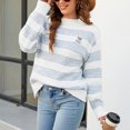 thumbnail image 6 of ShomPort Women's Color Block Sweaters Mock Neck Long Sleeve Casual Loose Knitted Pullover Jumper, 6 of 7