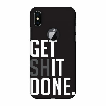 iPhone X Case - Get Shit Done, Hard Plastic Back Cover. Slim Profile Cute Printed Designer Snap on Case with Screen Cleaning