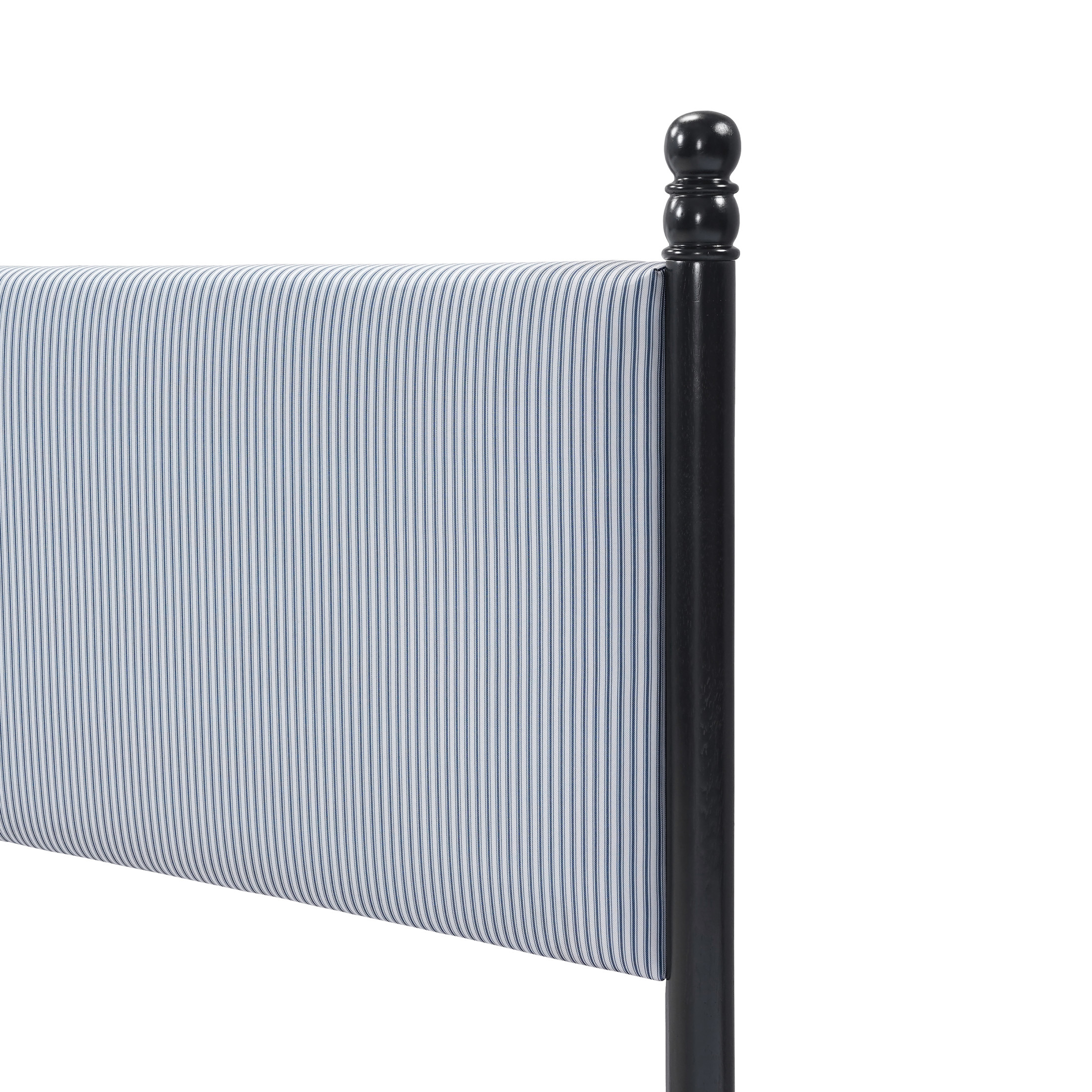 Christopher Knight Home 48" Striped King Upholstered Bed Frame with Headboard, Black+Blue White