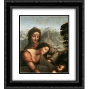 Leonardo Da Vinci 2x Matted 20x22 Black Ornate Framed Art Print 'The Virgin and Child with St Anne [detail: 1]'