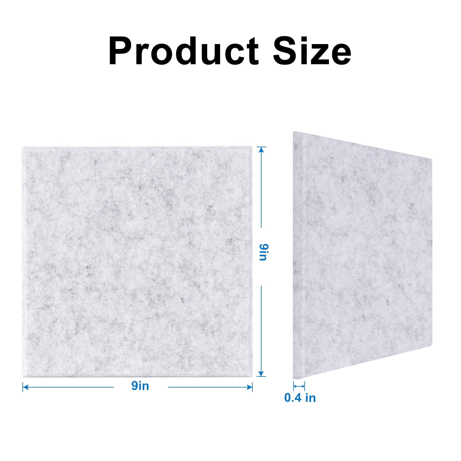 Sound Absorbing Noise Dampening Acoustic Self-adhesive Panel Wall Treatment 9" x 9" x 0.4", Grey Square, 12-pack
