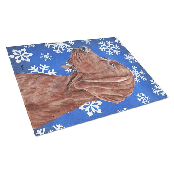 Carolines Treasures SC9779LCB Redbone Coonhound Large Size Winter Snowflakes Glass Cutting Board