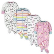 Onesies Brand Baby Girls' 4-Pack Sleep 'N Play Footies Multi Pack, Pink Unicorns, 0-3 Months