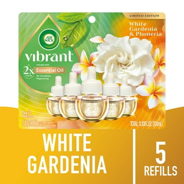 Air Wick Vibrant Plug-In Scented Oil Air Freshener Warmer Refills, White Gardenia and Plumeria, 5 Count