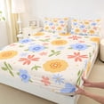 thumbnail image 3 of Homewish Kawaii Cartoon Flower Queen Sheet Sets, Rustic Floral Plant Flat Sheet, Teens Kids Girls Women Queen Fitted Sheet, Microfiber Bedroom Decor, 4-Piece, 3 of 7