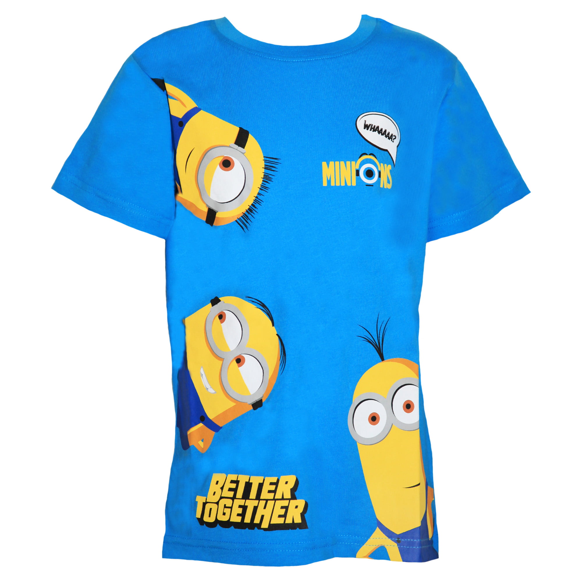 Boys New Minions Top Kids Short Sleeve Cotton Blue Jeans Look T-Shirt Age 3-10 Y 