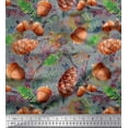 thumbnail image 1 of Soimoi Black Cotton Duck Fabric Apricot, Oaknut Fruits Printed Craft Fabric by The Yard 42 Inch Wide, 1 of 1