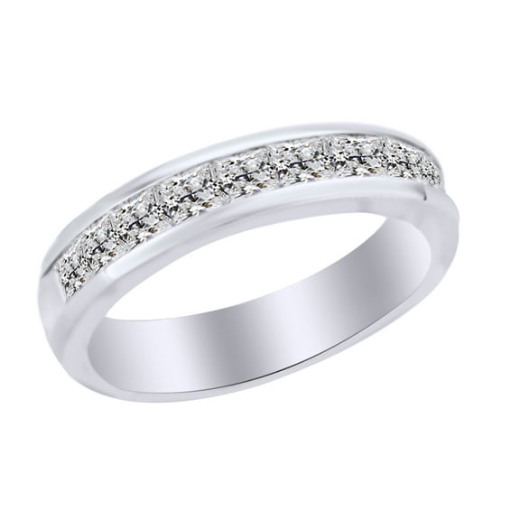 AFFY White Natural Diamond Frame Engagement Ring In 10k White Gold (0.13 Cttw)