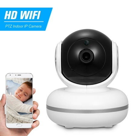 720P HD PTZ Indoor IP Camera with External TF Card Slot WiFi Home Security Camera Support Night Vision Motion Detection Clear Sound Two-Way Audio Phone APP Remote
