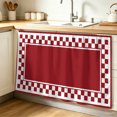 thumbnail image 2 of Cherry Red Square Cabinet Curtains for Kitchen 32"W x 55"L, Graphic Retro Red White Checkered Border Pantry Curtain Skirt Magic Tape Short Curtains Decor Privacy Panel for Utility Closet Bathroom, 2 of 9