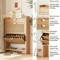 thumbnail image 6 of Shoe Cabinet with 2 Flip Drawers, Entryway Storage Organizer, Hidden Shoe Rack Narrow Freestanding Design Natural Oak, 6 of 9