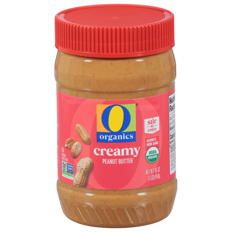 O O Organic Creamy Peanut Butter, Old Fashioned, USDA Organic, No Added Sugars, 16 oz