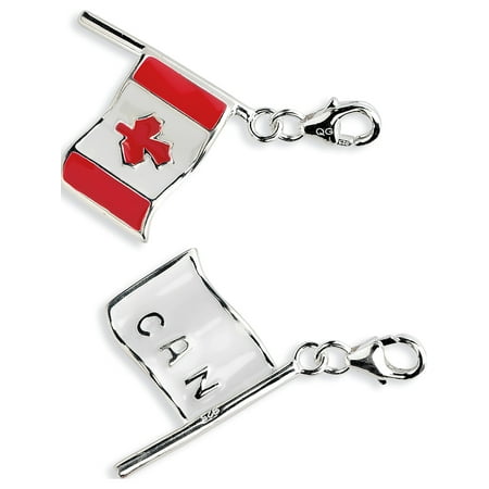 - Leslies Fine Jewelry Designer 925 Sterling Silver 3-D Enameled Canadian Flagw/Lobster Clasp (16x41mm) Pendant Gift