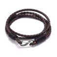 thumbnail image 1 of BR Elegante pulsera de color café con piel de vaca con vena de serpiente y hebilla de acero inoxidable para hombre, 1 of 5