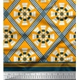 thumbnail image 3 of oneOone Polyester Lycra Mustard Yellow Fabric Geometric Panel Sewing Material Print Fabric By The Yard 56 Inch Wide, 3 of 3