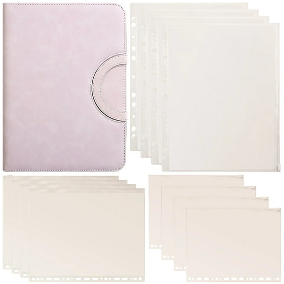 Trapper Keeper Binder, A4 Leather Business Binder Organizer with Zipper, Purple, Binder Organizer with Pockets for Men and Women, Supports Various File Sizes