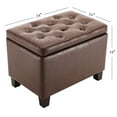 thumbnail image 3 of Wovenbyrd 24" Tufted Storage Ottoman, Hinged Lid, Faux Leather - Dark Brown, 3 of 5