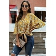 thumbnail image 3 of ABPHQTO Top de mujer con botones y estampado floral amarillo, 3 of 5