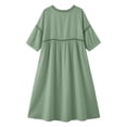 thumbnail image 5 of Womens Summer Clothes Fashion Casual V-Nek 3/4 Sleeve Solid Mid-Calf Dress Fashion Beach Vacation Clothes, 5 of 9