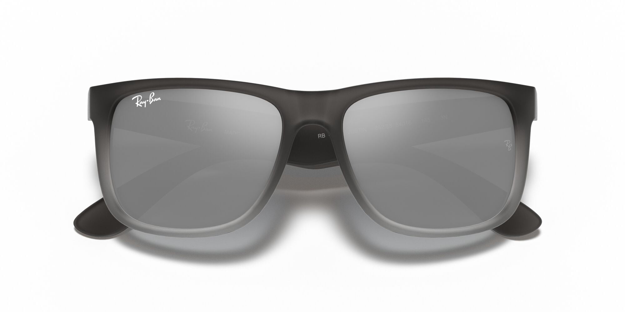 Ray-Ban Justin Sunglasses for Women and Men with Rubber Grey Frames and Grey Mirror Lenses, Size 55
