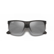Ray-Ban Justin Sunglasses for Women and Men with Rubber Grey Frames and Grey Mirror Lenses, Size 55